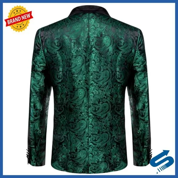 Men's Shawl Lapel Blazer Sport Coat One Button Tuxedo Jacket Dress Suit